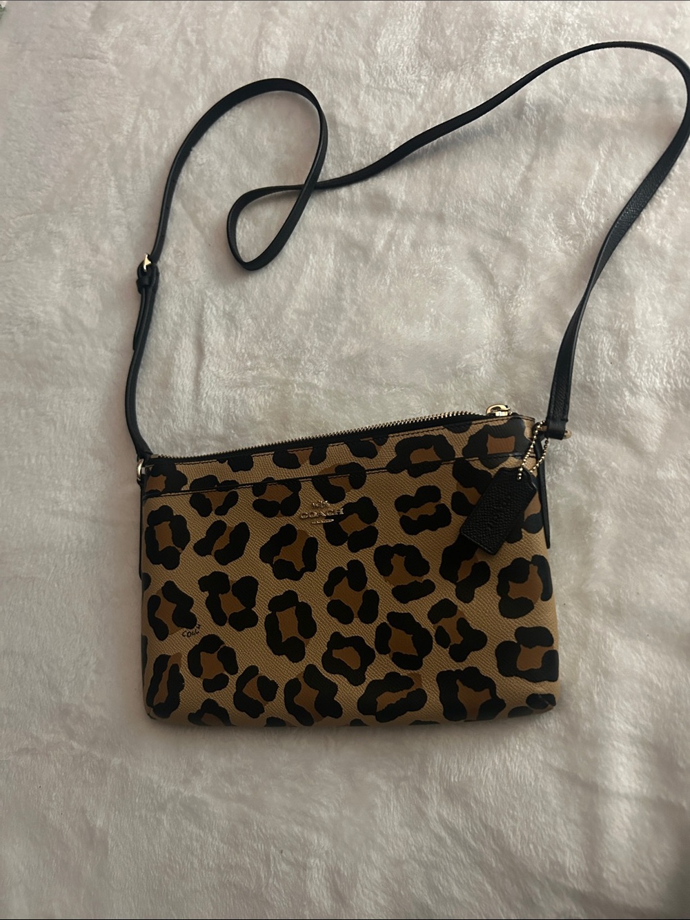 Coach Leopard Print Crossbody in Brown and Black